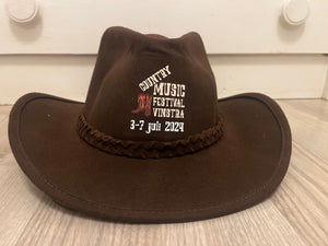 Offisiell Festival Cowboyhatt modell «Texas» i farge sort eller brun med logo trykt på front