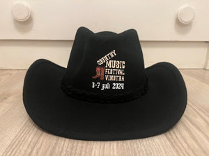 Offisiell Festival Cowboyhatt modell «Texas» i farge sort eller brun med logo trykt på front