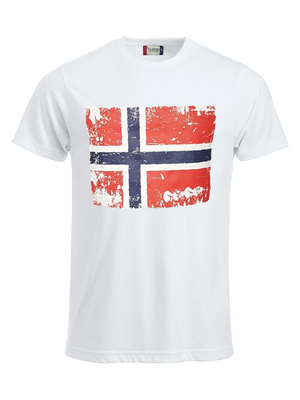 T-skjorte med Norgesflagg og valgfri tekst på ryggen